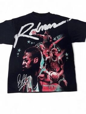 Vintage Rodman Apparel Graphic T-Shirt – Black Chicago Bulls 91 Size Small